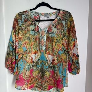 Figueroa&flower Multicolor Paisley Floral Blouse